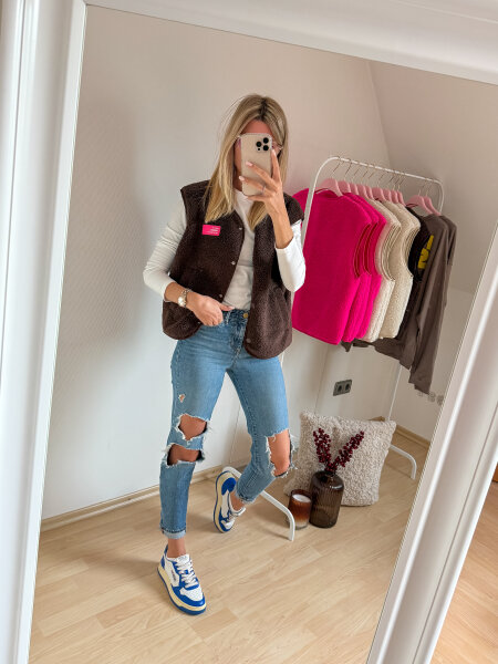 Weste aus Teddyfleece BRAUN
