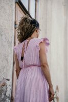 MUSSELIN KLEID STRIPES PINK