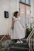 MUSSELIN KLEID STRIPES BEIGE